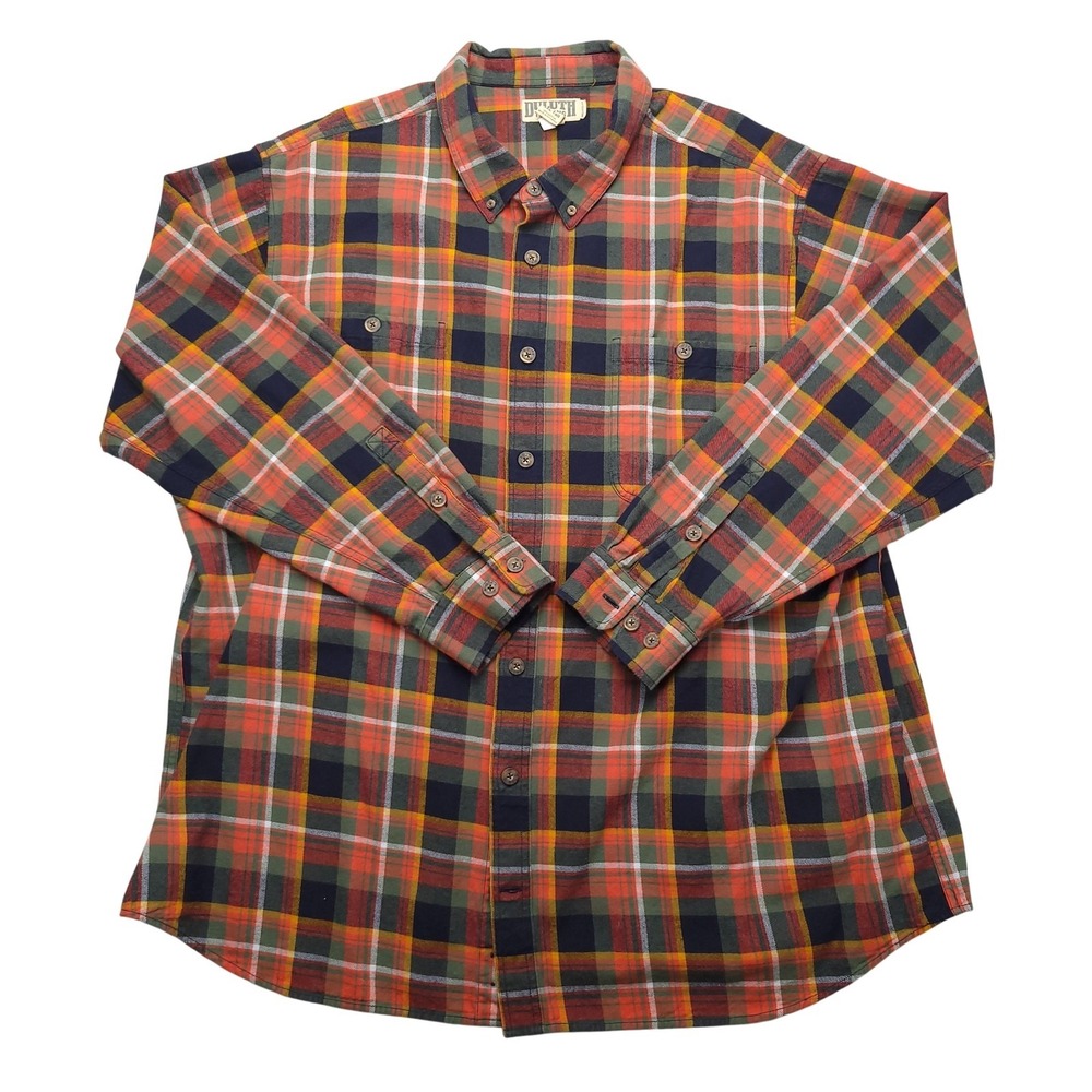 Duluth Trading Co Shirt Mens 3XLT Red Plaid Flannel Long Sleeve Button Up Casual